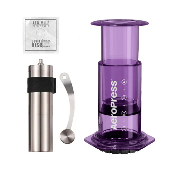 Aeropress Clear Coffee Maker Bundle Ten Mile Tall Purple Bundle