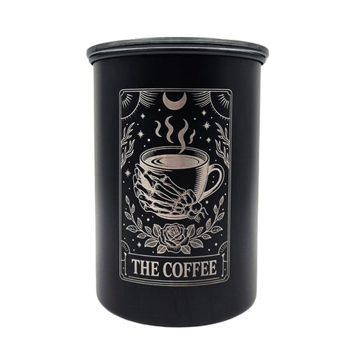 Airscape 7 inch limited edition engraved art series black coffee bean storage canister with airtight lid