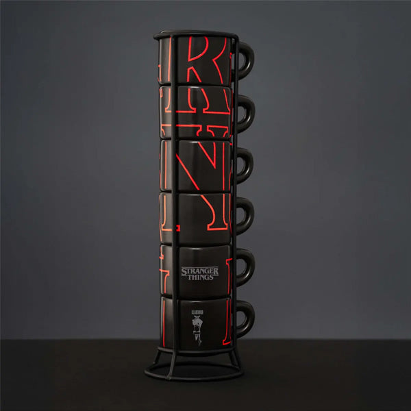 Bialetti Stranger Things Stackable Cups 6 Set with vintage Hawkins themed graphics