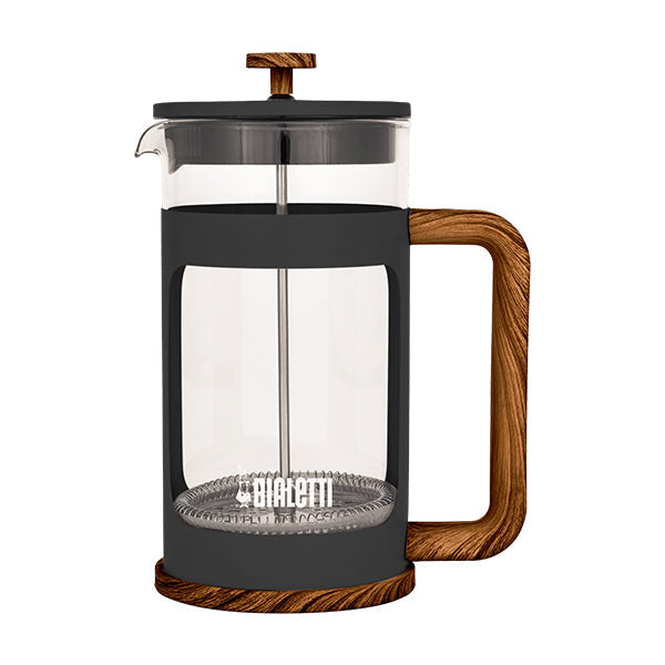 Bialetti Woody Coffee Press 1L Dark with wood-look handle and durable glass body