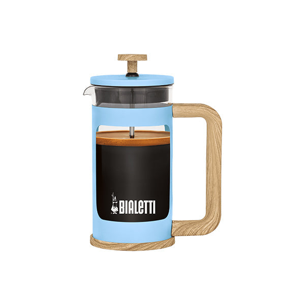 Bialetti Woody Coffee Press Blue 350ml with heat resistant glass and wood look handle