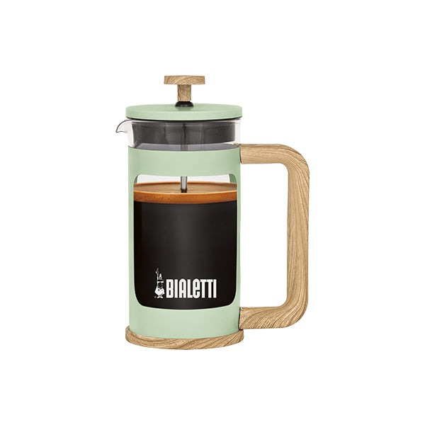 Bialetti Woody Coffee Press Green 350ml with durable heatproof glass and wood look handle