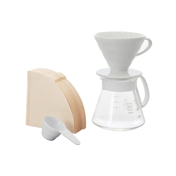 Hario V60 white ceramic pour over coffee set