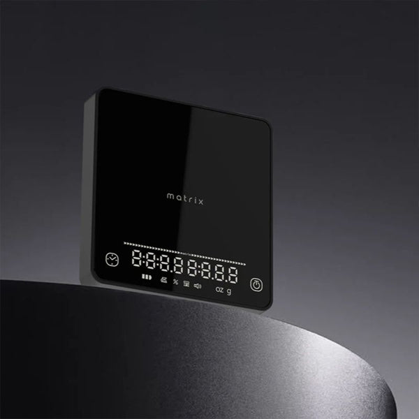 Matrix G1 Black FlowBar Smart Pocket Coffee Scale with flow rate bar and compact design for precise brewing