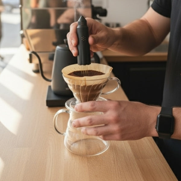 Nucleus Bloom WDT pour-over distribution tool for even ground bed preparation