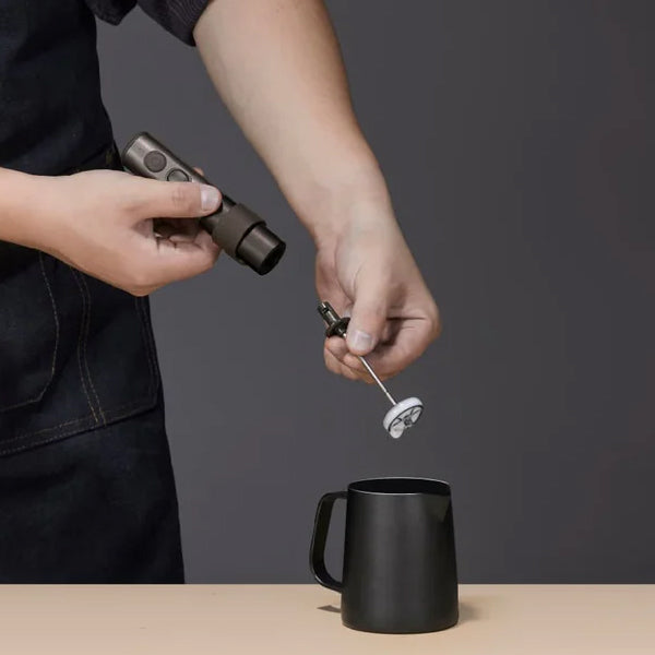 OutIn LattoGo Latte Art Frother portable electric milk frother designed for fine foam and detailed latte art