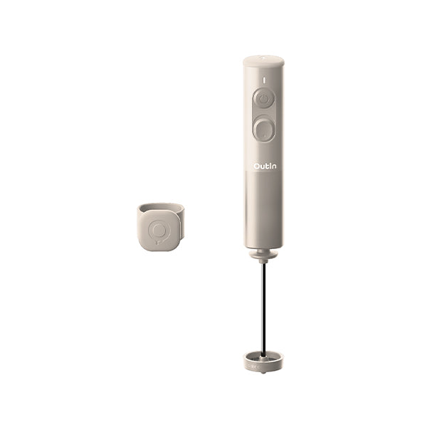 OutIn LattoGo Starburst Silver portable electric milk frother designed for smooth hot and cold foam