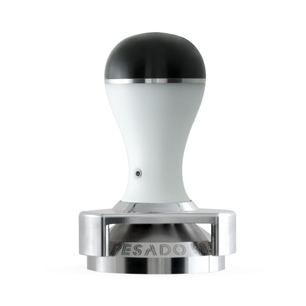 PESADO 58.5 Metal Tamper White Black 58.5mm w/ Depth Adjuster