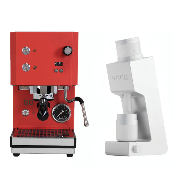 Profitec GO 2.0 Coral Red Varia VS4 White Espresso Machine Bundle