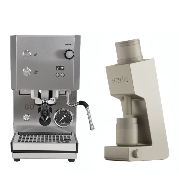 Profitec GO 2.0 Stainless Steel Varia VS4 Sandstone Espresso Machine Bundle