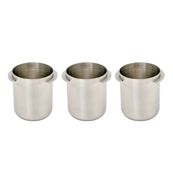 Rhino Short Dosing Cup Weight Calibrated 3 Pack stainless steel cups for precise espresso dosing
