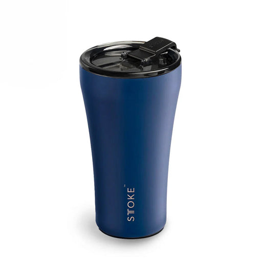 Sttoke Classic Series Blue Magnetic ceramic reusable coffee cup with insulated stainless steel body and ceramic lining
