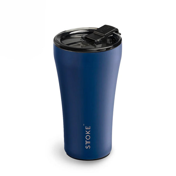 Sttoke Classic Series Blue Magnetic ceramic reusable coffee cup with insulated stainless steel body and ceramic lining