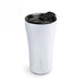Sttoke Classic Series White Angel ceramic reusable coffee cup with insulated stainless steel body and ceramic lining